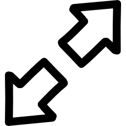 espandi il simbolo dell'interfaccia disegnata a mano di due contorni di frecce opposte icona