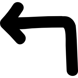 flecha hacia atrás que señala el símbolo dibujado a mano izquierda icono