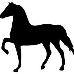 Лошадь черная фигура смотрит влево иконка