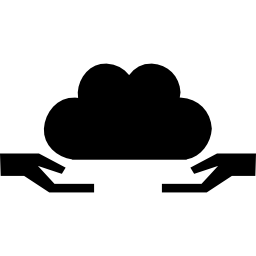 nuvem dá símbolo com duas mãos recebendo Ícone