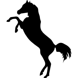 cheval debout sur deux pattes arrière silhouette vue côté noir Icône