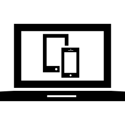 símbolo de interfaz receptiva de un teléfono celular y una tableta en la pantalla de un portátil icono