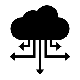 símbolo de distribución de datos en la nube icono