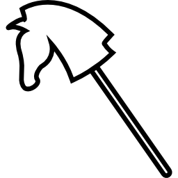 esquema de juguete de caballo de forma de cabeza en un palo para montar icono