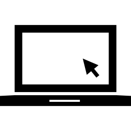 Ноутбук со стрелкой курсора на пустом экране монитора иконка