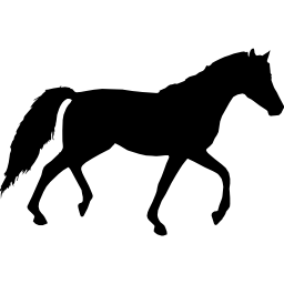 caballo negro silueta caminando hacia la derecha icono