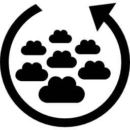 wolkengroep met een cirkelvormige pijl eromheen icoon