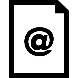 símbolo de interfaz de documento de correo electrónico de una hoja de papel con un signo de arroba icono