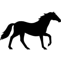 Лошадь идет элегантный черный вид сбоку силуэт иконка