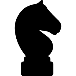 forma de cabeza de caballo negro de pieza de ajedrez desde la vista lateral icono