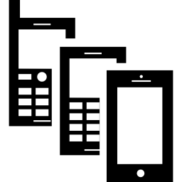 gruppo di telefoni di tre diversi modelli icona