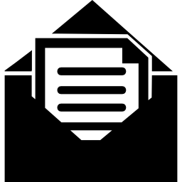 Email open interface symbol of an opened envelope back with a letter inside icon