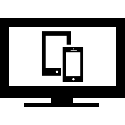 reaktionssymbol mit drei verschiedenen monitoren icon