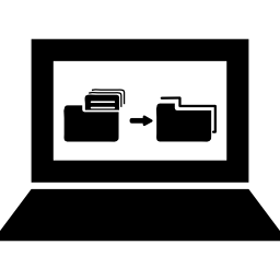 computerdaten in ordnersymbolen auf dem bildschirm eines laptops icon