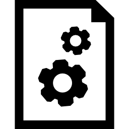 símbolo da interface das configurações do documento de uma folha de papel com duas engrenagens Ícone