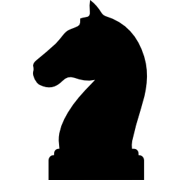paard zwarte kopvorm van een schaakstuk icoon