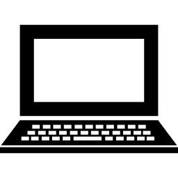 vista frontal abierta del portátil con botones y pantalla en blanco icono