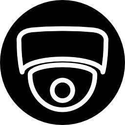 Surveillance camera symbol in a circle icon