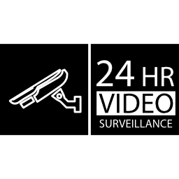 24 hours video surveillance symbol icon