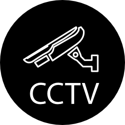 CCTV and surveillance video camera in a circle icon