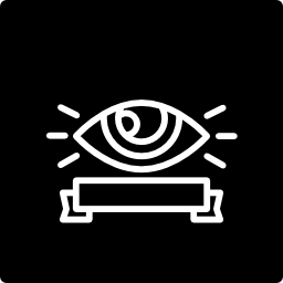 Surveillance symbol of an eye and a banner in a square icon