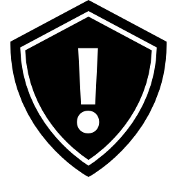 Security alert symbol of an exclamation sign inside a shield icon