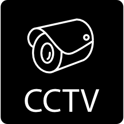 bewakingscamera en cctv-letters van gesloten tv-circuit op een plein icoon