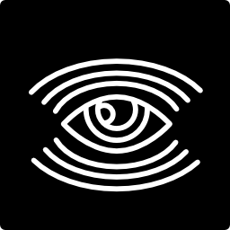 Surveillance eye symbol with many lines in a square shape icon