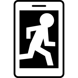 Surveillance image of a robber running on a cellphone screen icon