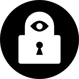 Padlock locked with an eye shape in a circle icon
