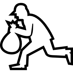 Robber running silhouette with a bag icon