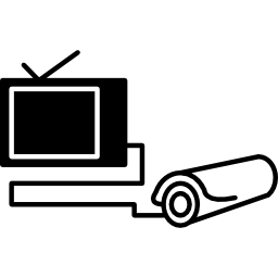 telecamera di sorveglianza collegata a un monitor icona