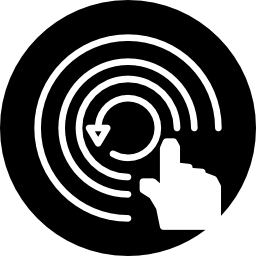 Surveillance symbol of a hand on a circle with concentric circular lines icon