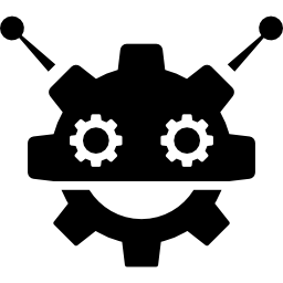 logotipo de robocog de un robot con forma de cabeza de rueda dentada icono
