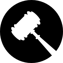 símbolo de martillo legal en un círculo icono