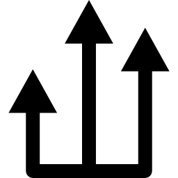 1 つの線から 3 つの上向きの矢印 icon