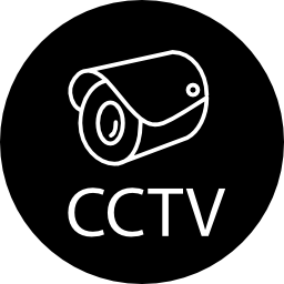 CCTV Closed tv circuit surveillance symbol with video camera inside a circle icon