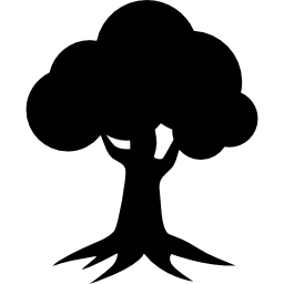 logo de maisons de chêne royal de silhouette d'arbre Icône