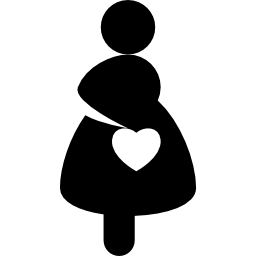 Woman shape with a heart icon