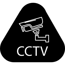 Surveillance cctv symbol in rounded triangle icon