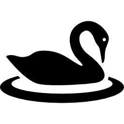 Swan in water circle icon