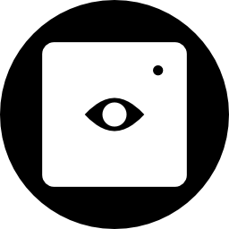 Eye surveillance symbol in a square in a circle icon