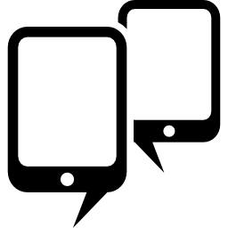 símbolo de mobileforum de dos teléfonos móviles como burbujas de discurso icono