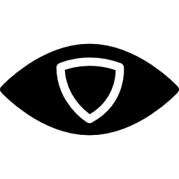 logotipo de vigilância em formato de olho com íris com contorno de escudo Ícone