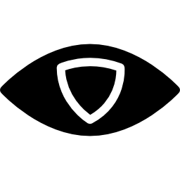 surveillance logo of an eye shape with shield outline iris icon