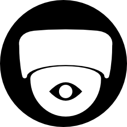Surveillance video camera observation symbol in a circle icon