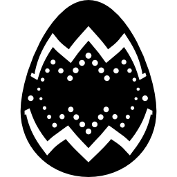 Easter egg of dark chocolate with zig zag and dots lines design icon