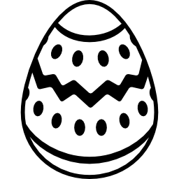 Easter egg of white chocolate with dark lines and dots decoration icon