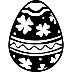 huevo de pascua con decoración de flores y líneas icono