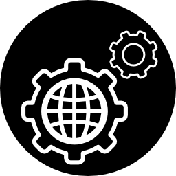 wereldinstellingen cirkelvormig symbool icoon